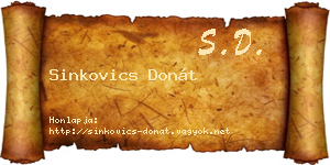 Sinkovics Donát névjegykártya